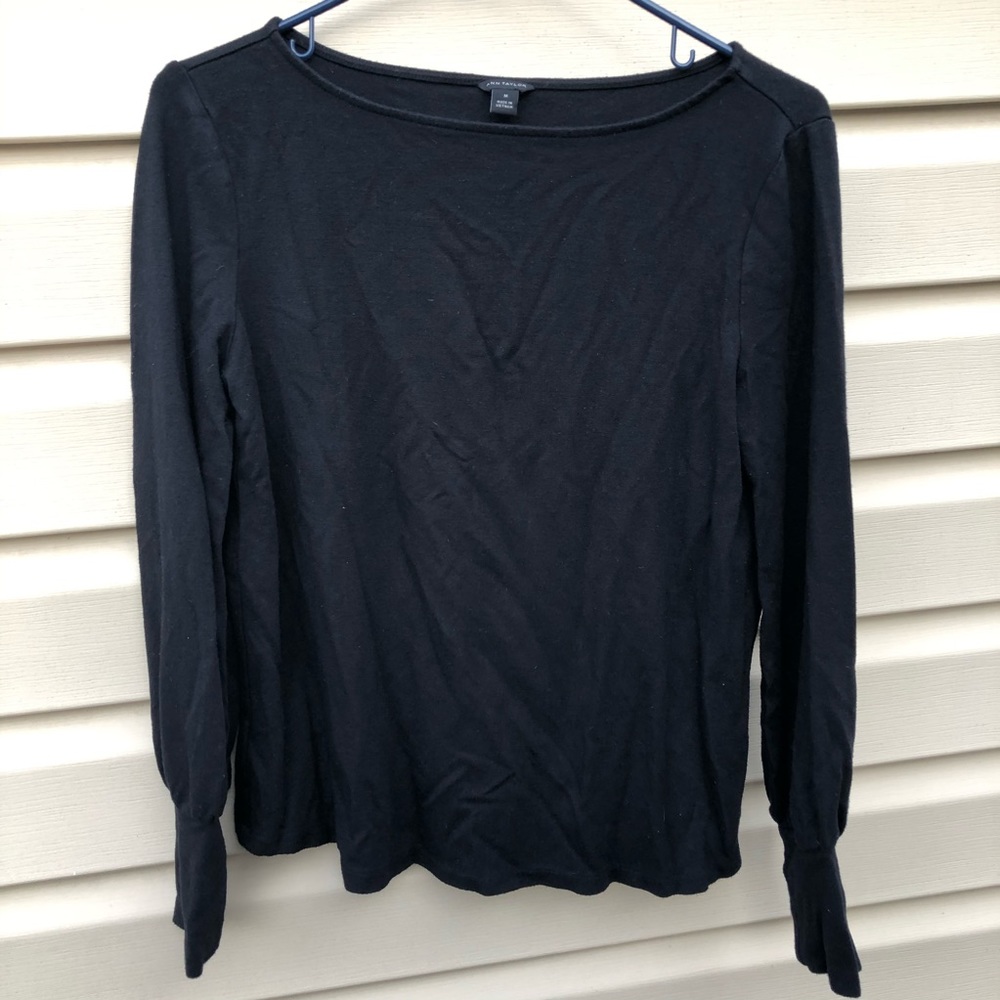 Ann Taylor Long Sleeve Shirt Top Black Size M